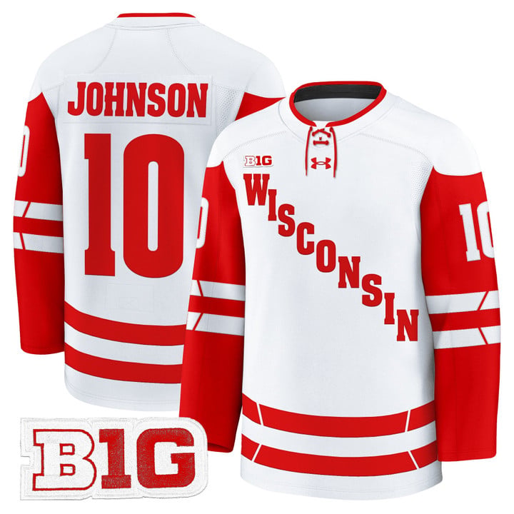 Mark Johnson Jersey #10 Wisconsin Badgers 2025-26 Premium Stitched