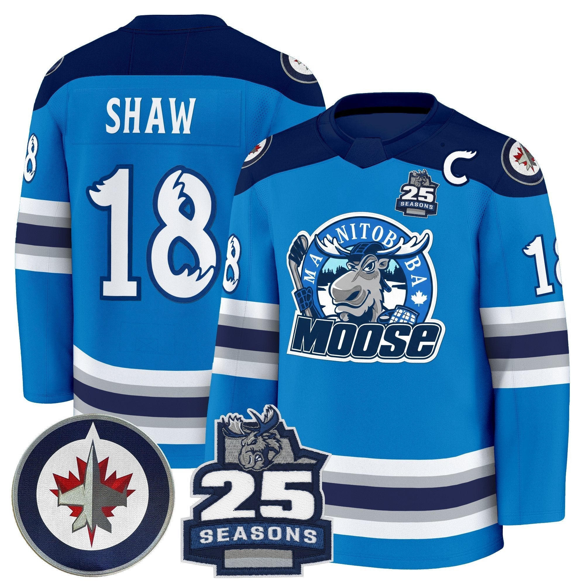 Mason Shaw Jersey #18 Manitoba Moose 2025 Premium All Stitched