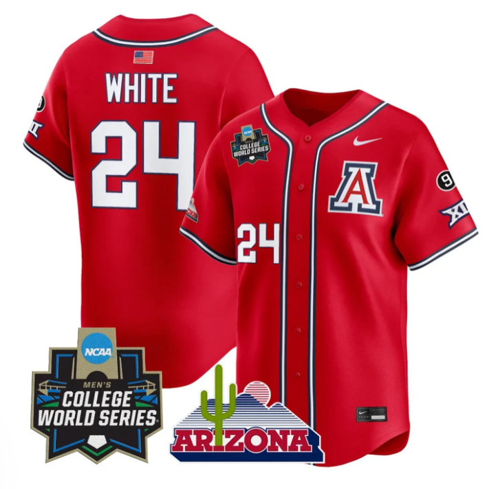Mason White Jersey #24 Arizona Wildcats 2025 World Series Stitched Red