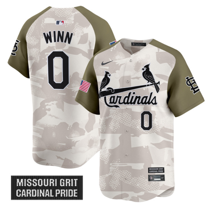 Masyn Winn Jersey #0 St. Louis Cardinals 2025 Armed Forces Day Vapor Stitched Alternate