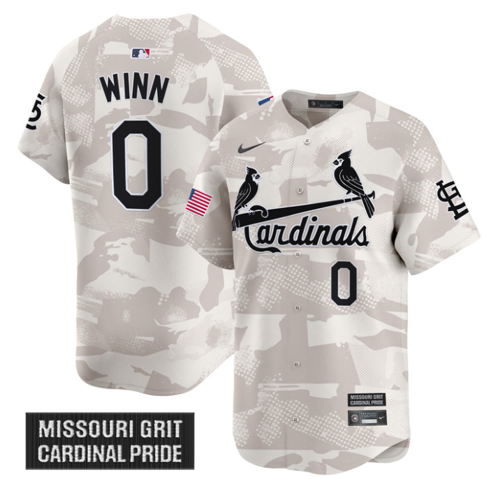 Masyn Winn Jersey #0 St. Louis Cardinals 2025 Armed Forces Day Vapor Stitched Camo