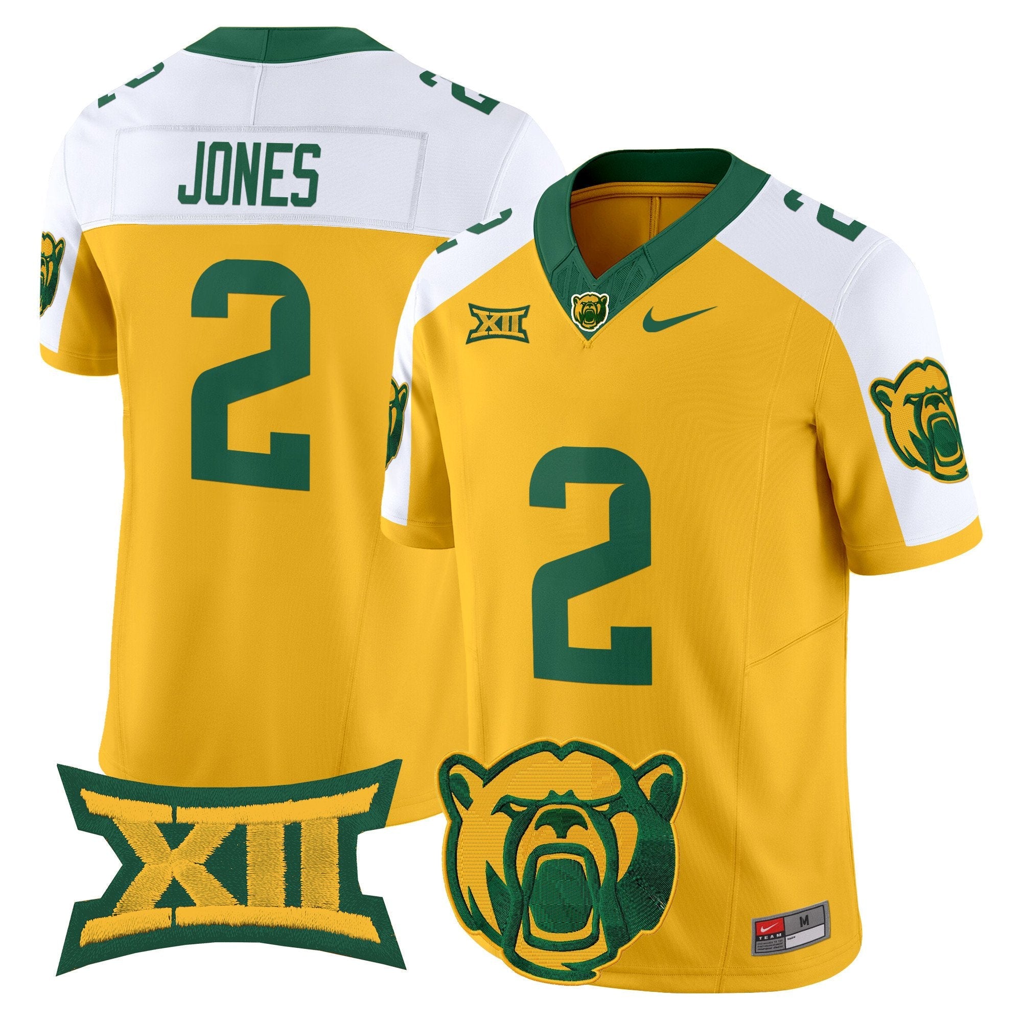 Matt Jones Jersey #2 Baylor Bears 2025 Vapor Limited Stitched Green Alternate
