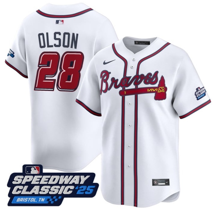 Matt Olson Jersey #28 Atlanta Braves Speedway Classic Limited Stitched White