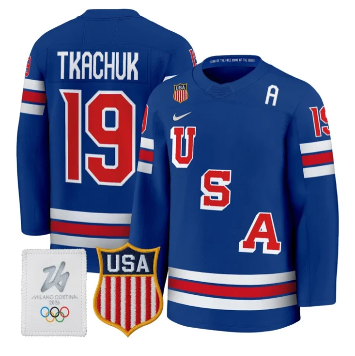 Matthew Tkachuk Jersey #19 USA Olympic 2026 Premium Hockey All Stitched