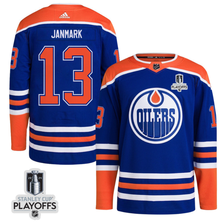 Mattias Janmark 13 Edmonton Oilers 2024 NHL Playoffs Patch Home Jersey - Men
