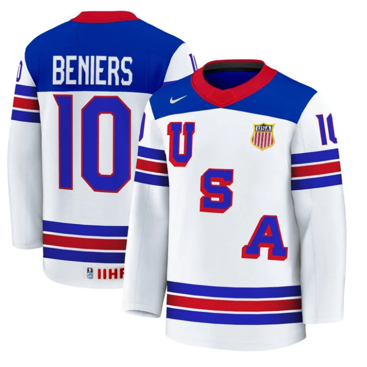 Matty Beniers Jersey #10 USA Hockey 2025 Premium Stitched Home
