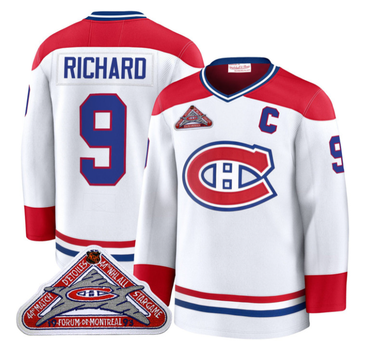 Maurice Richard Jersey #9 Montreal Canadiens Timeless Premium Stitched 1992 Blue Line