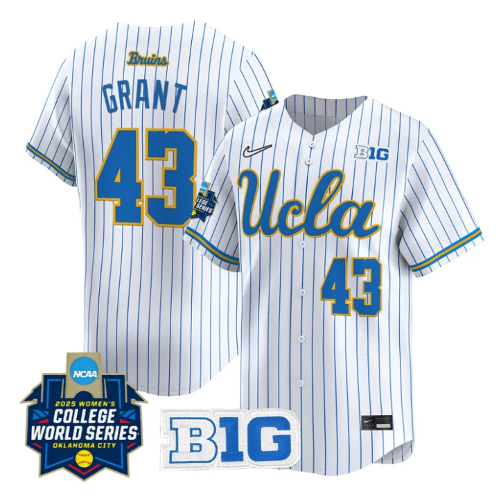 Megan Grant Jersey #43 UCLA Bruins Softball 2025 World Series Stitched Pinstripe