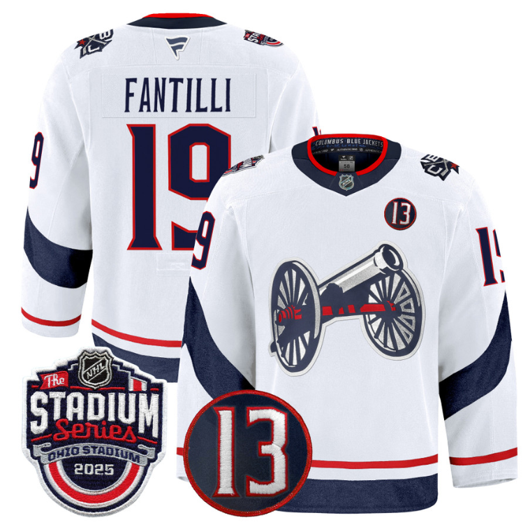 Men Adam Fantilli Jersey #19 Columbus Blue Jackets 2025 Stadium Series White