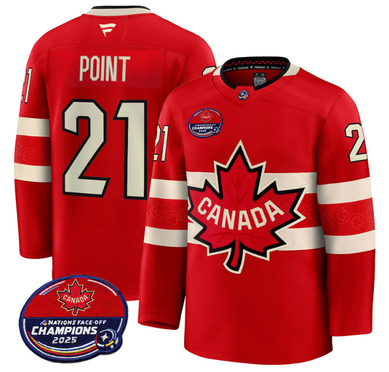 Men Brayden Point Jersey #21 Canada 4 Nations Face-Off 2025 Champions V2 Red