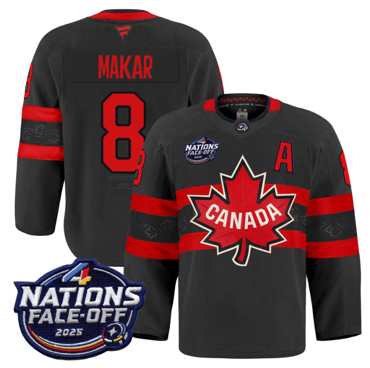 Men Cale Makar Jersey #8 Canada 4 Nations Face-Off 2025 Pro Stitched Black