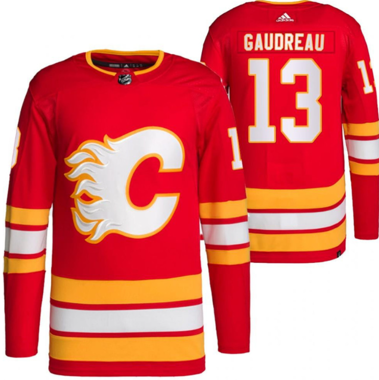 Men Calgary Flames 13 Johnny Gaudreau Home Red Jersey 2021-22 Primegreen Jersey
