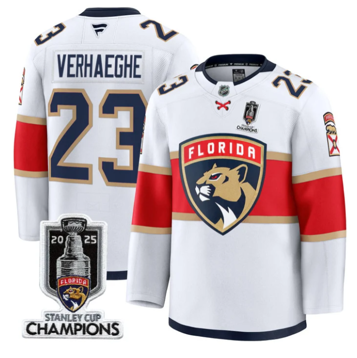 Men Carter Verhaeghe Jersey #23 Florida Panthers 2025 Stanley Cup White