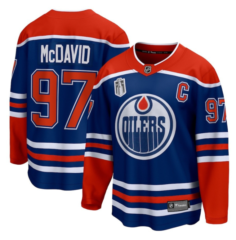 Men Connor McDavid 97 Edmonton Oilers 2024 Stanley Cup Final Home Breakaway Player Jersey Royal