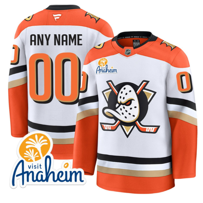 Men Custom Anaheim Ducks Jersey Name, Number Vapor Premium Stitched White