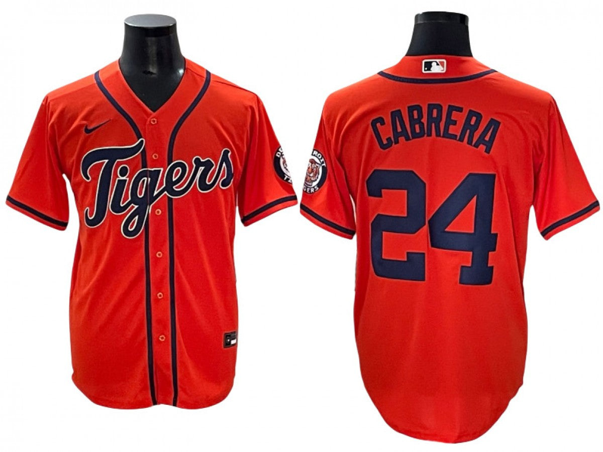 Men Detroit Tigers #24 Miguel Cabrera Orange Jersey