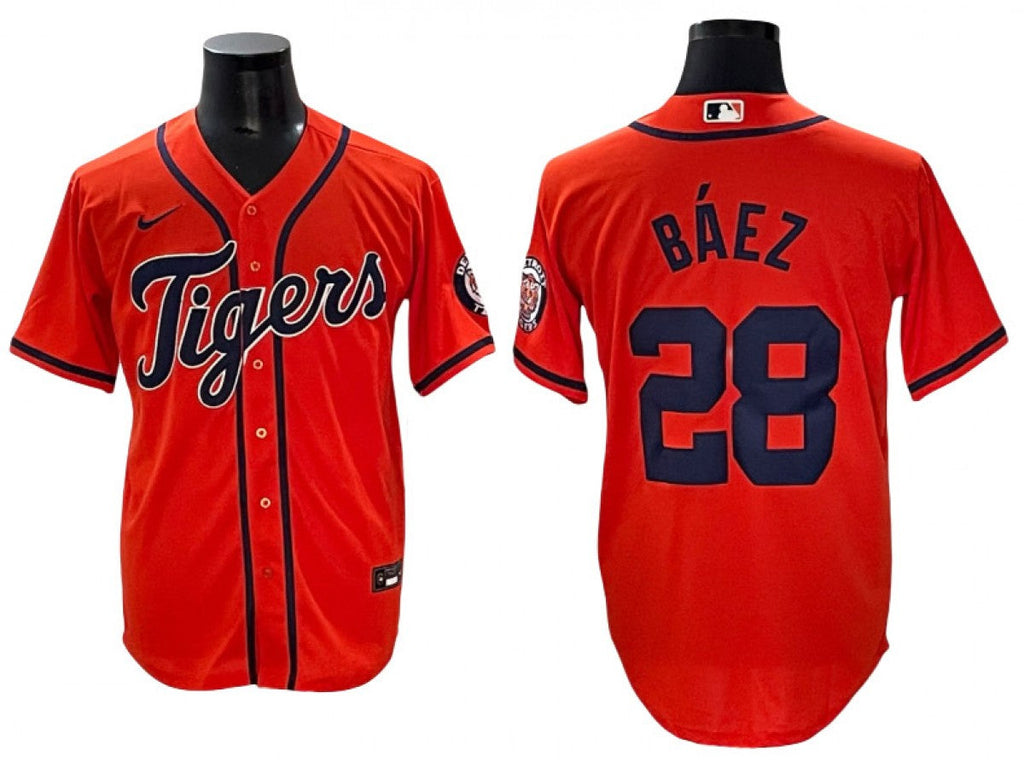 Men Detroit Tigers #28 Javier Báez Orange Jersey