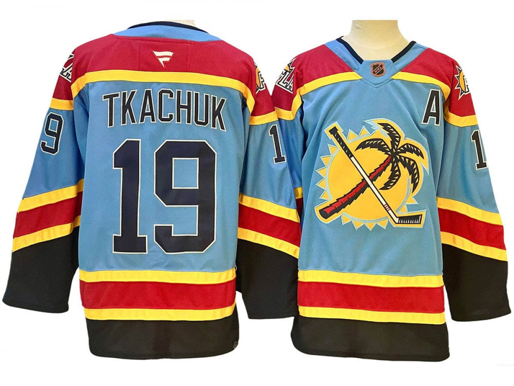Men Florida Panthers #19 Matthew Tkachuk Blue Reverse Retro Jersey