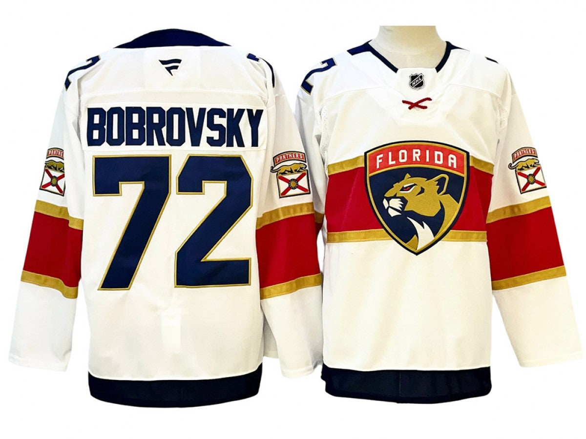 Men Florida Panthers #72 Sergei Bobrovsky White Away Jersey