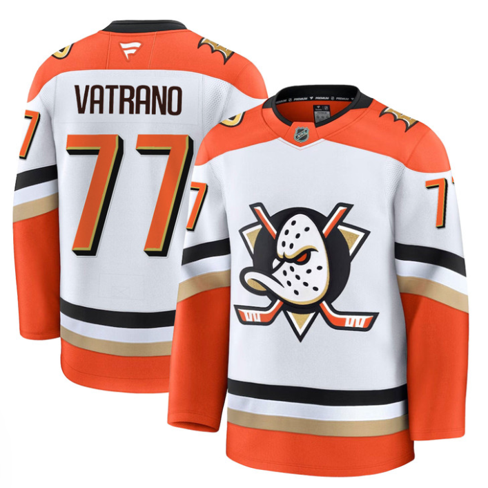 Men Frank Vatrano Jersey #77 Anaheim Ducks 2025 Premium Stitched Away