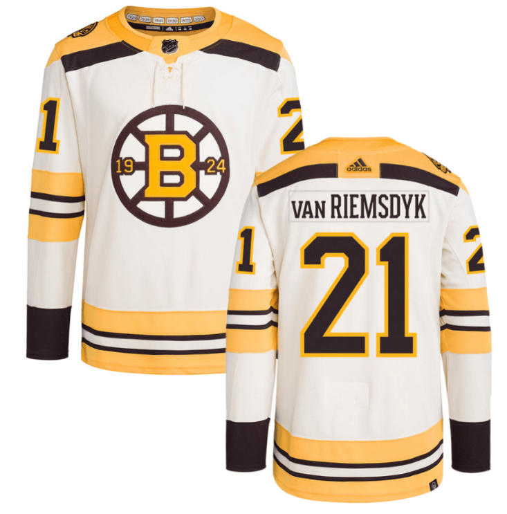 Men James van Riemsdyk 21 Boston Bruins 100th Anniversary Primegreen Third Men Jersey Cream