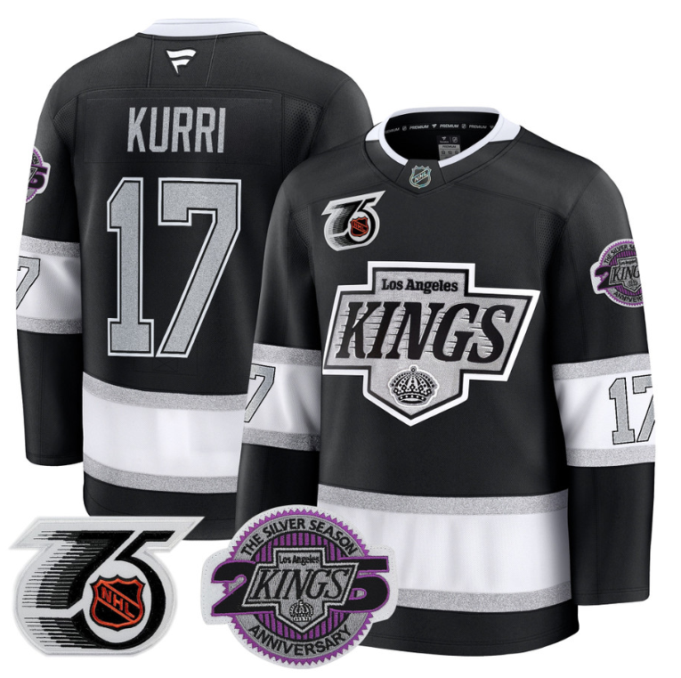 Men Jari Kurri Jersey #17 Los Angeles Kings 91-92 75th 25th Anniversary Black