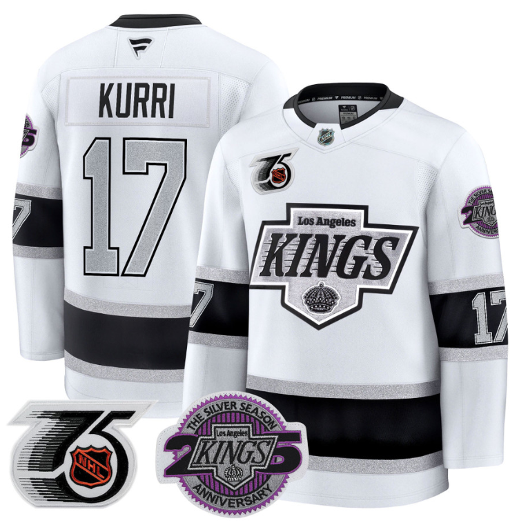 Men Jari Kurri Jersey #17 Los Angeles Kings 91-92 75th 25th Anniversary White