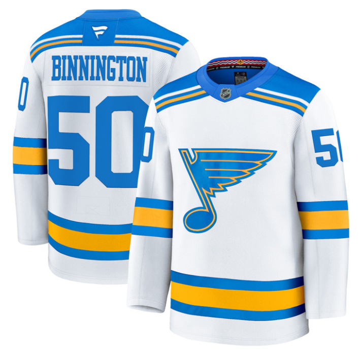 Men Jordan Binnington Jersey #50 St. Louis Blues 2025-26 Premium Stitched White
