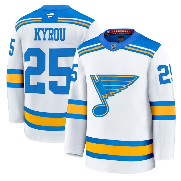 Men Jordan Kyrou Jersey #25 St. Louis Blues 2025-26 Premium Stitched White
