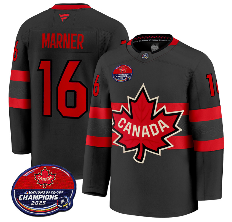 Men Mitch Marner Jersey #16 Canada 4 Nations Face-Off 2025 Champions V2 Black