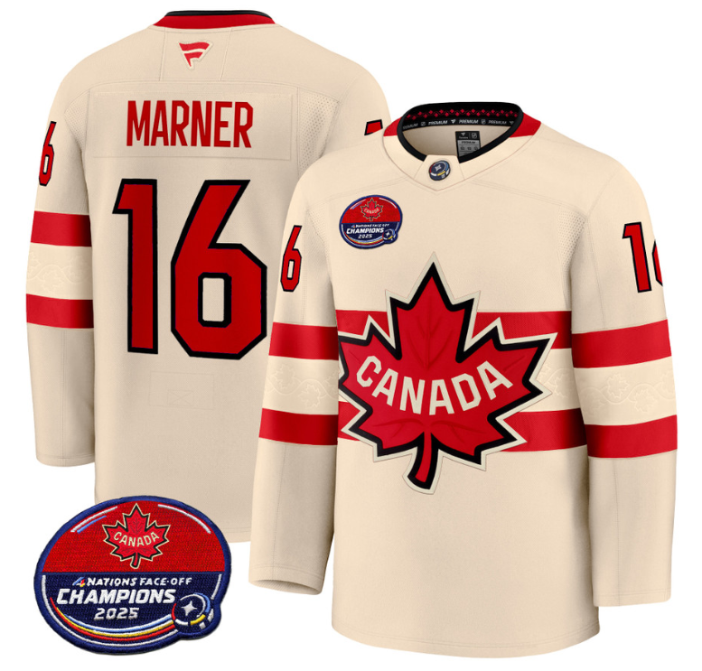Men Mitch Marner Jersey #16 Canada 4 Nations Face-Off 2025 Champions V2 Cream