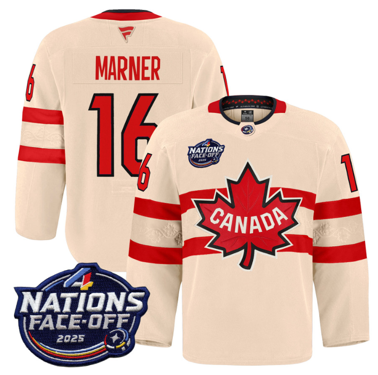 Men Mitch Marner Jersey #16 Canada 4 Nations Face-Off 2025 Pro Stitched Cream