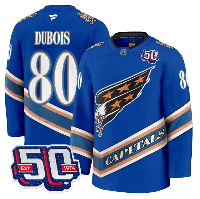 Men Pierre Dubois Jersey #80 Washington Capitals Eagle 50th Anniversary Royal