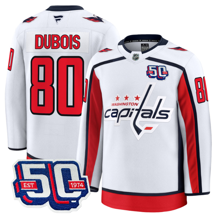 Men Pierre Dubois Jersey #80 Washington Capitals Team 50th V2 Stitched White