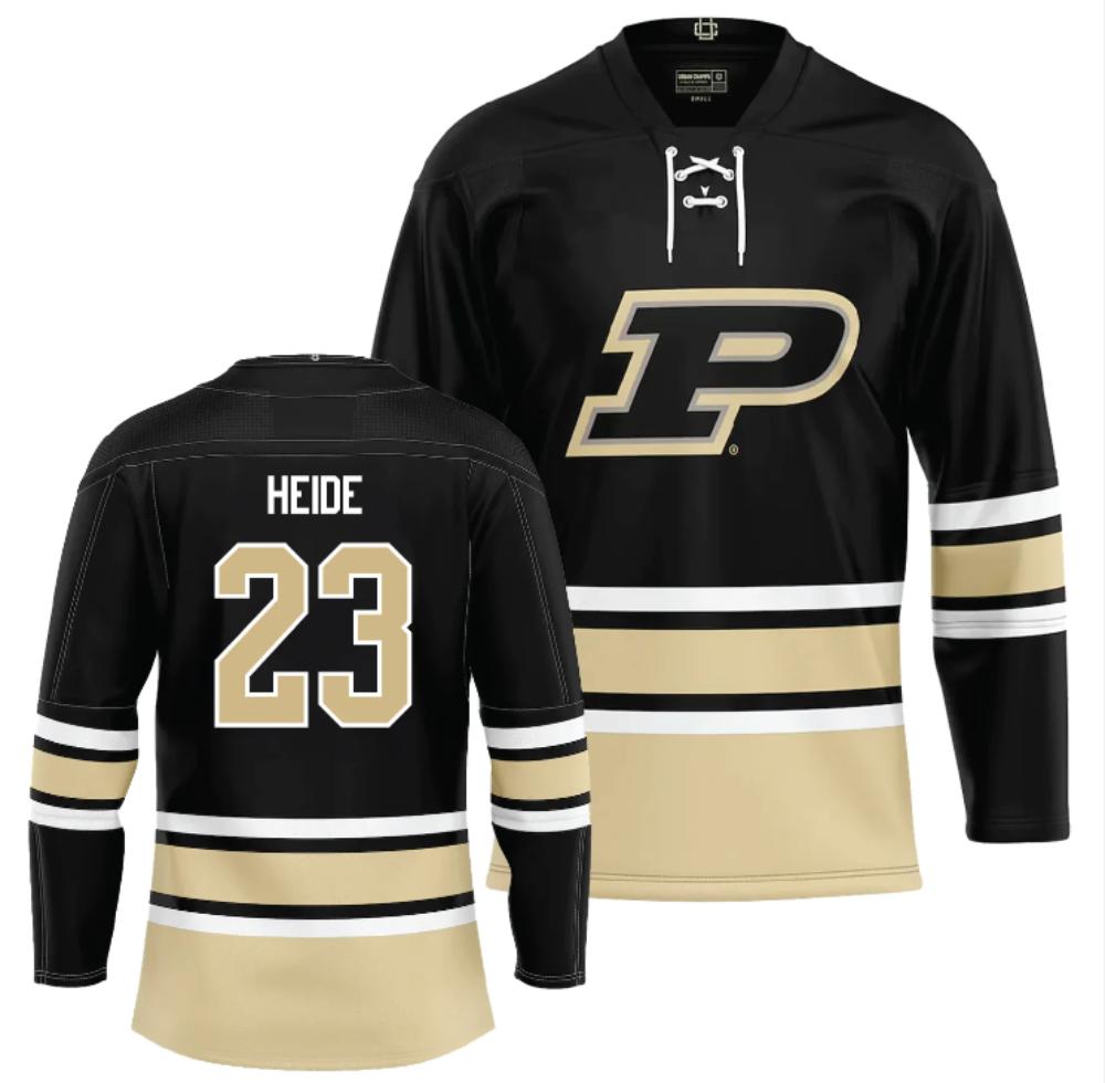 Men Purdue Boilermakers Camden Heide Jersey #23 Ice Hockey Black Stitched