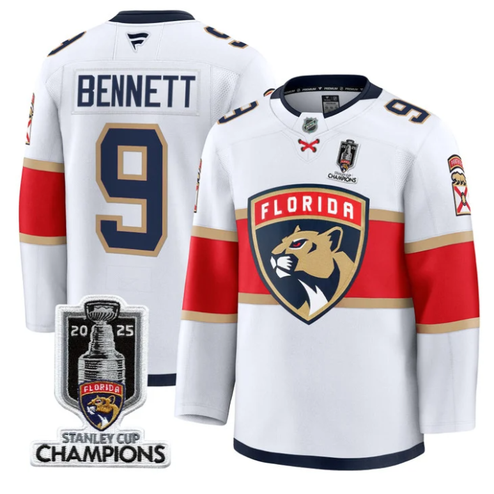 Men Sam Bennett Jersey #9 Florida Panthers 2025 Stanley Cup Champions White