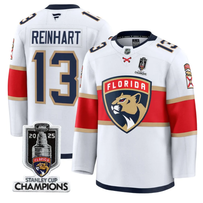 Men Sam Reinhart Jersey #13 Florida Panthers 2025 Stanley Cup Champions White