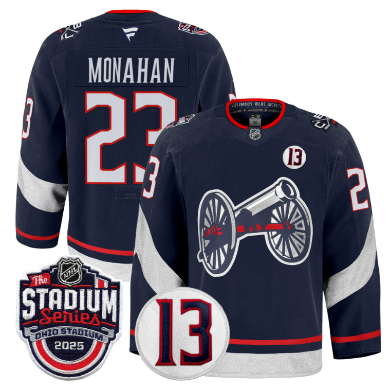 Men Sean Monahan Jersey #23 Columbus Blue Jackets 2025 Stadium Series Navy (Copy)