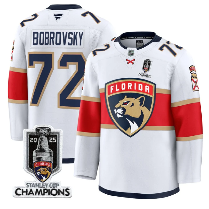 Men Sergei Bobrovsky Jersey #72 Florida Panthers 2025 Stanley Cup White