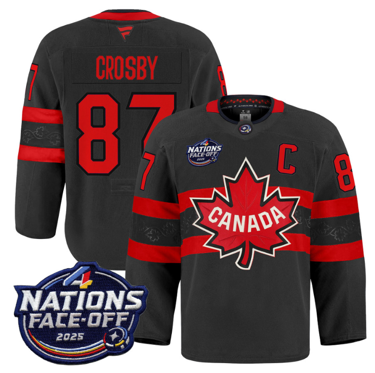 Men Sidney Crosby Jersey #87 Canada 4 Nations Face-Off 2025 Pro Stitched Black