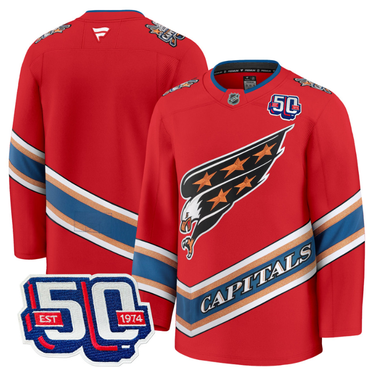 Men Team Jersey Washington Capitals Screaming Eagle 50th Anniversary Red