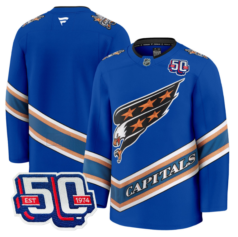 Men Team Jersey Washington Capitals Screaming Eagle 50th Anniversary Royal