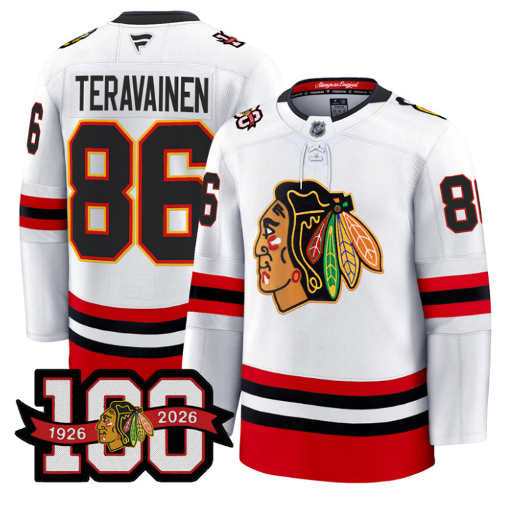 Men Teuvo Teravainen Jersey #86 Chicago Blackhawks 100th Anniversary White
