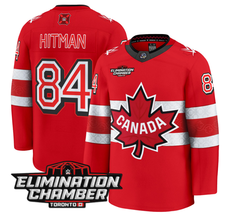 Men The Hitman Jersey #84 Elimination Chamber Toronto 2025 Stitched Red