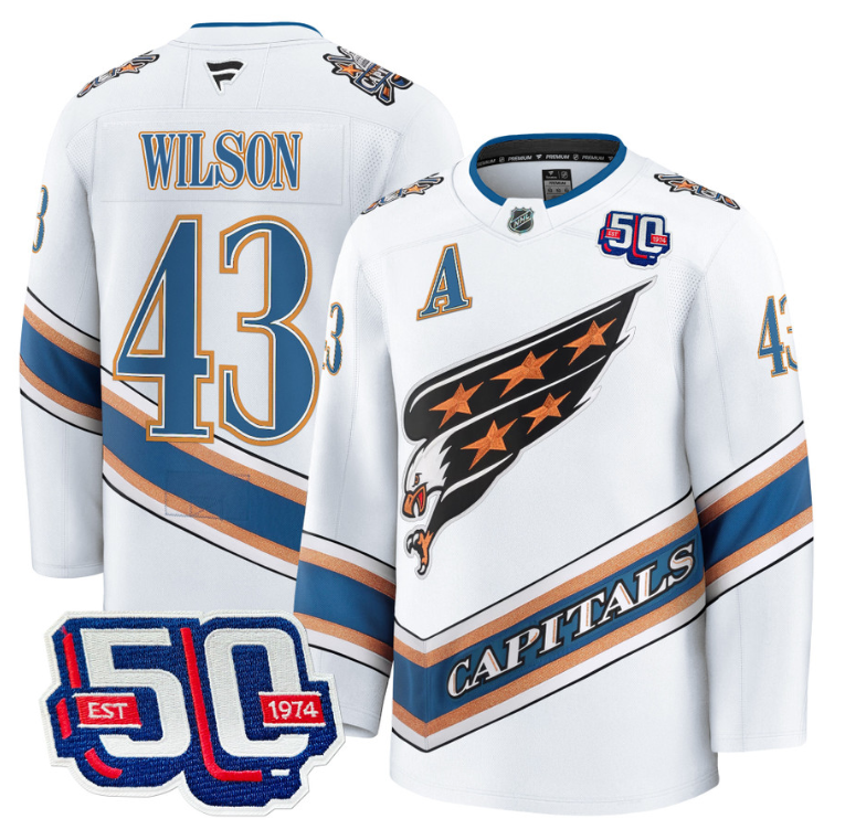 Men Tom Wilson Jersey #43 Washington Capitals Eagle 50th Anniversary White