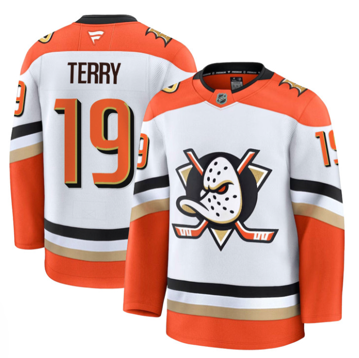 Men Troy Terry Jersey #19 Anaheim Ducks 2025 Premium Stitched Home