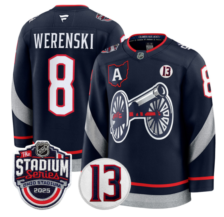 Men Zach Werenski Jersey #8 Columbus Blue Jackets 2025 Stadium Series Stitched