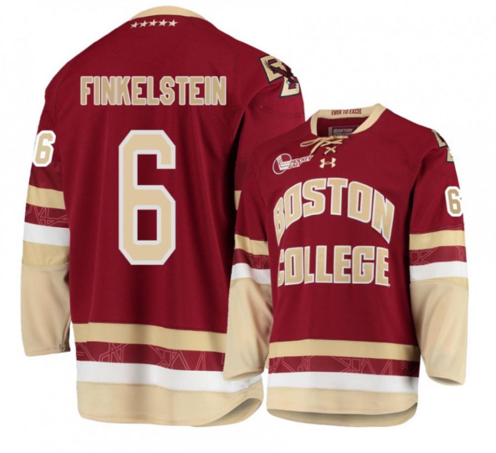 Men' Boston College Eagles #6 Ben Finkelstein Hockey All Stitched Maroon Jersey