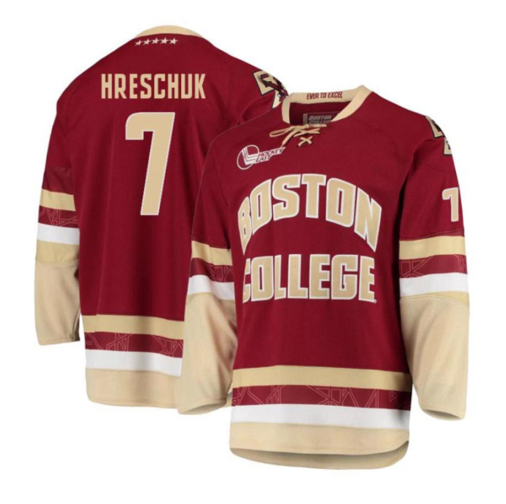 Men's Aidan Hreschuk #7 Boston College Eagles Hockey All Stitched Maroon Jersey