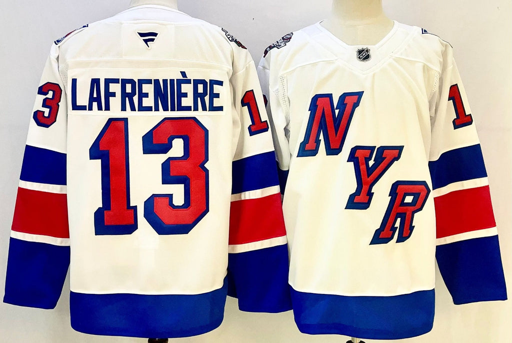 Men’s Alexis Lafrenière Jersey #13 New York Rangers White Alternate Stitched